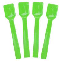 [100 Count] Green Plastic Gelato Tasting Spoons 4 Inch Mini Disposable Shovel Spoons for Sampling Yummy Desserts, Foods & Ice Cream - Frozen Dessert Supplies