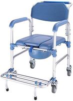 F&T Deluxe Toilet Safety, Wheeled Bathroom Bath Car Care Car Old Toilet Seat Flushing Chair with Wheel Seat Toilet Seat Folding Shower Stool (Color : Blue)