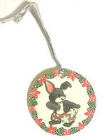 Hawaiian Hula Animals Glitter Christmas Present Tags (Rabbit with Board Shorts)