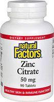 Natural Factors - Zinc Citrate 50mg - Support for Healthy Skin & Immune Function, 90 Count (FFP)