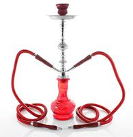 2 hose 20" Red Hookah shisha nargila bar narguile nargile glass water Vase Sale
