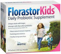 Florastor Kids Daily Probiotic Supplement 250 mg Sachets, Tutti-frutti - 20 packets, Pack of 2