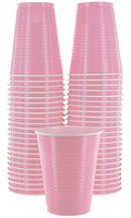 Amcrate Pink Colored 16-Ounce Disposable Plastic Party Cups - Ideal for Weddings, Party’s, Birthdays, Dinners, Lunch’s. (Pack of 50)