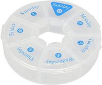 Round Shaped Clear Hard Plastic 7 Day Medicine Organizer Case
