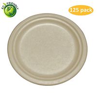 Greenpeak Disposable Plates Set (125-Pack) Salads, Appetizers, Desserts | Compact, Round Dinnerware | Eco-Friendly, Biodegradable, Compostable | Microwave Safe