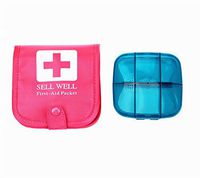 SINDBIN Protable Pill Box,7-Day Pill Medicine Organizer,Pill Dispenser Medicine Case with Multi-Pockets Travel Bag (Pink)