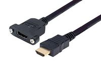 L-COM PMHDMF-1 Audio/Video Cable Assembly, HDMI Receptacle, HDMI Plug, 3.3 ft, 1 m, Black