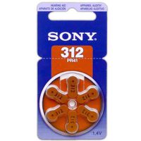 Sony 312 / PR41 Zink Air Hearing Aid Battery 1.4v 6 pcs