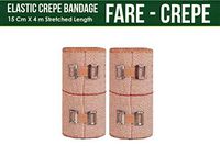 FARE - Reusable Cotton Crepe Bandage 10cm X 4m Roll Sports Wrist Wrap Straps, Elastic Compression with Bandage Clips (10m X 4m Set 2)