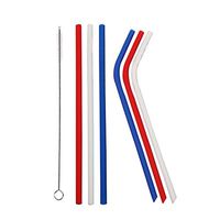 TEXXIS Creative Silicone Straw Set Curved Straight Eco-friendly Straw with Cleaning Brush Straws