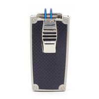 CiTree Cigar Lighter, 2 Jet Flame Butane Torch Lighter with Cigar Punch (Black)