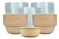 [500 SETS] 48 oz Round Disposable Bowls + Flat Lids - Natural Sugarcane Bagasse Bamboo Fibers Sturdy 48 Ounce Compostable Eco Friendly Environmental Paper Bowl Alternative 100% by-product Tree