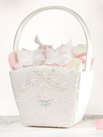 Beaded Sequin Lace Flower Basket in Ivory FB350I