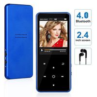 MP3 Player with Bluetooth, WIDON up to 128GB Music Player with Speaker Touch Button 2.4'' Screen 8GB, Portable Audio Player with Shuffle A-B Bookmark Variable Speed for Audio Books - Metal Body Blue3
