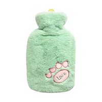 Healifty Plush Water Bottle Portable Warm Water Bag 1000ml(Green)