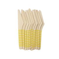 Youmewell Disposable Wooden Cutlery Biodegradable Wooden Knives Yellow Striped 36 Count