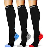 Compression Socks,(3 Pairs) Compression Sock Women & Men - Best Running, Athletic Sports, Crossfit, Flight Travel (Multti-colors18, Large/X-Large)