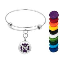 Jesse Ortega Animal Series Fragrance Essential Oil Diffuser Bracelet Aromatherapy Locket Bangle Stainless Steel Jewelry (Butterfly 2)