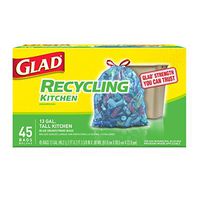 Glad Tall Kitchen Drawstring Recycling Bags - 13 Gallon Blue Trash Bag - 45 Count Each