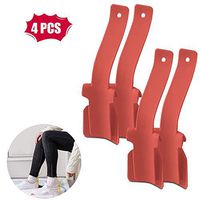 4Pcs Lazy Shoes Helper for Easy to Wear Shoes, Portable Shoe Lifting Helper for Men Women and Kids, Sock Slider Handled Shoe Horn for Elderly Seniors Disabled - Perfect for Everyday Use (Red)
