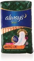 Always Fresh Ultra Thin Active Overnight Pads with Flexi-Wings, Scented 24 ea (Pack of 10)