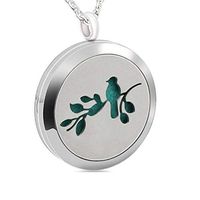 chaomingzhen Essential Oil Necklace Aromatherapy Diffuser Refill Pads Bird Round Photo Locket Pendant Charms Birthday