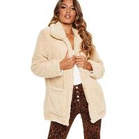 New Fashion Women's Fuzzy Fleece Lapel Open Front Long Cardigan Warm Winter Outwear with Pocket Drfoytg