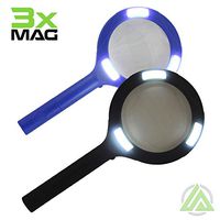 LitezAll COB LED 3X Magnifying Glass w/ Light - Lighted Handheld Magnifier Use For Macular Degeneration, Reading, Seniors, Jewelers, Low Vision or Quick Magnification 2 AA Batteries Included