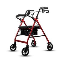 GYZ GY Elderly Walker, Aluminum Alloy Auxiliary Walking Cart with Soft Seat Foldable Light and Easy to Carry with Wheels Blue, Red Medical Supplies (Color : Red)