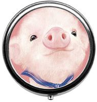 Eareeco - Pink Pig Round Pill Case/Pill Box/Pill Case/Case- Three-Compartment Pill Box/Pill Case