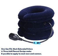 Bargain Crusader Upgraded Version Premium Flannel Inflatable Cervical Neck Traction Air Inflatable Pillow Neck Head Stretcher Pain Relief Collar (for Adults, Dark Blue)