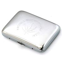KATZONE® High Polished Metal Cigarette Case Etched with Leaf Design (Siver)