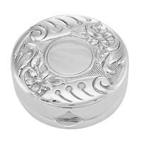 Sterling Silver Floral Engravable Pillbox - Made in USA