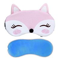 Funny Animal Pink Fox Eye Sleep Mask with Ice Pack for Blindfold Eyeshade for Men and Women Kids Sleeping Aid Blindfold Blocks Light,Super Soft and Light for Puffy Eyes, Adjustable Strap