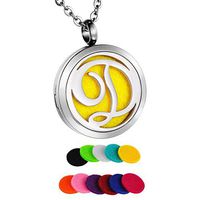 Lindsie-Box - New Letter Stainless Steel Perfume Chain Aromatherapy Necklace Floral Openwork Essential Oil Chain Pendant