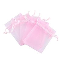 Anleolife 50pcs Pink 3x4 Organza Candy Bags Baby Shower Wedding Sheer Organza Favor Bags Jewelry Organza Drawstring Pouches Gift Bags 11x9cm(pink)