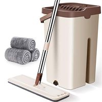 Flat Floor Mop Cleaning Bucket System Microfiber Sponge Washable Spin Super Absorbent Home Reusable Wet Dry Pads Cloths Lazy Mops