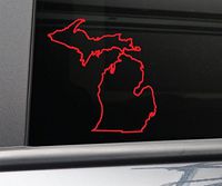 Michigan Vinyl Decal Laptop Car Truck Bumper Window Sticker, 5.5" x 5.25", Red