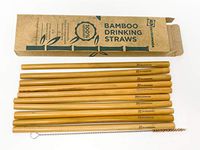 10 9" EnviroPanda Bamboo Drinking Straws with 1 Coconut Bristle Cleaning Brush - Reusable Organic Sustainable Biodegradable - 100% Natural Eco-Friendly – Plastic Free – No Ink or Dye