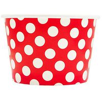 [100 Count] Valentine's Day Red Paper Ice Cream Cups - 8 oz Polka Dotty Disposable Dessert Containers Perfect For Yummy Treats! Frozen Dessert Supplies