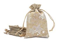 48pk 12x16 Jute Burlap Linen Canvas Gift Bags with Drawstring for Presents, Party Favors, Samples (Silver Stars, Extra Large) by TheDisplayGuys