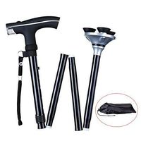 HFENGHUANG Foldable Crutch with LED Lighting with 150Kg Elasticity, Suitable for Elderly and Rehabilitation Training