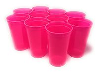 CSBD Stadium 22 oz. Plastic Cups, 10 Pack, Blank Reusable Drink Tumblers for Parties, Events, Marketing, Weddings, DIY Projects or BBQ Picnics, No BPA (Hot Pink)