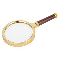 uxcell Detachable Optical Lens Rosewood Handle 4X Magnifying Glass Magnifier 90mm Diameter Gold Tone