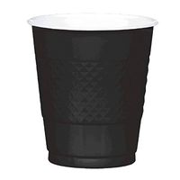 Jet Black Plastic Cups | 12 oz. | Pack of 20 | Party Supply