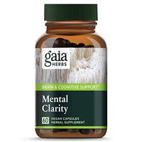 Gaia Herbs, Mushrooms + Herbs Mental Clarity, Brain & Cognitive Support, Cordyceps, Reishi, Gotu Kola, Vegan Powder Capsules, 60 Count