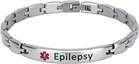 Elegant Surgical Grade Steel Medical Alert ID Bracelet for Men and Women (Women's, Epilepsy)