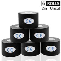 AUPCON Sports Kinesiology Tape Uncut Hypoallergenic Breathable Muscle Tape Therapy Recovery Support for Knee Shoulder Ankle Elbow Shin Neck Splints FDA Approved Latex Free (6 Rolls Black)