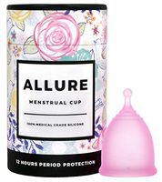 Allure Menstrual Cup - Most Comfortable - Reusable Soft Period Cup with Cute Storage Bag - Tampon Alternative (Pink/Small)