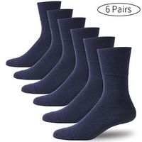 Forcool Better Circulatory Socks Diabetic, Men's Women's Dry Fit Seamless Toe Comfortable Non Binding Cushioned Healthy Edema Cotton Socks, 6 Pairs Navy Blue X Large